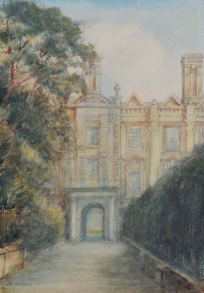 Clare College, Cambridge Watercolour By Alfred Allan