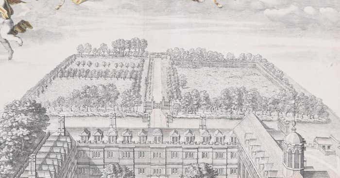 Clare College, Cambridge 1690 Aerial View Engraving By David Loggan 1690 photo Art