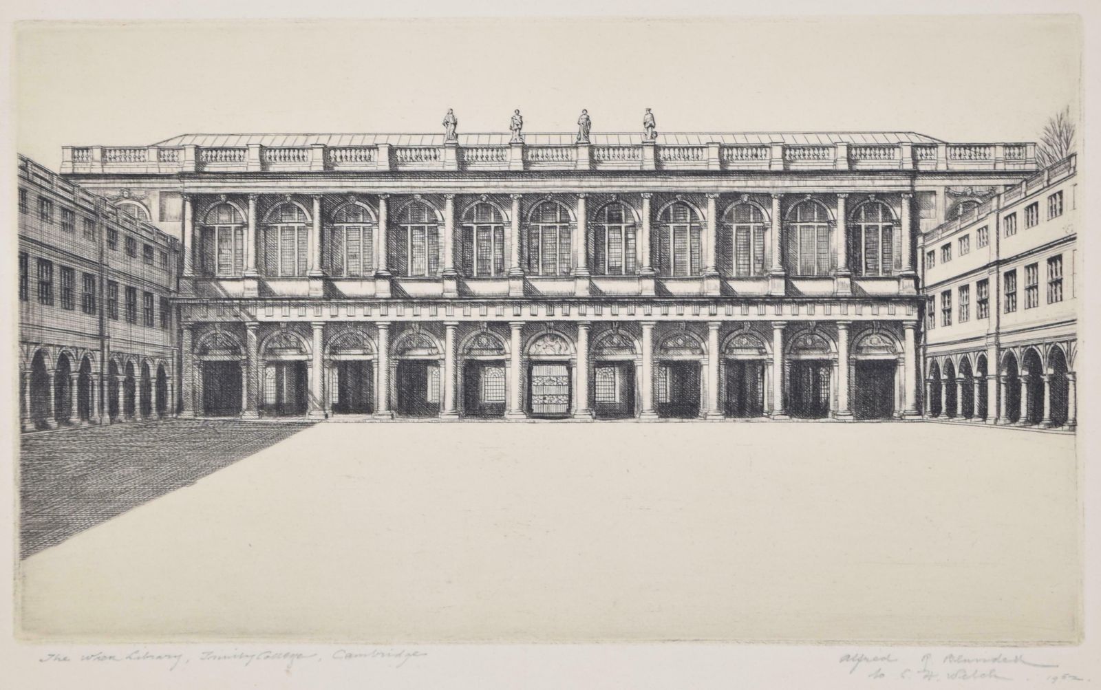 Alfred Blundell The Wren Library, Trinity College, Cambridge Etching By Alfred Blundell photo furniture