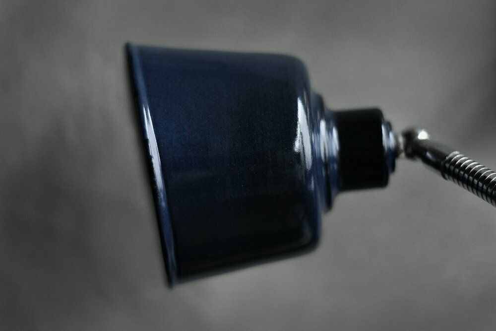 Vintage Classic Industrial Metal Polish Desk Lamp With Enamel Blue Shade, 1950s photo buy