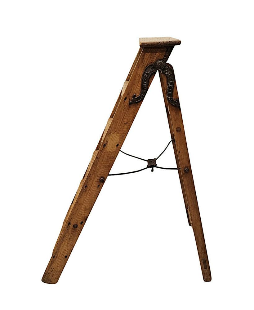 A Very Fine And Unusual 19th Century Pine Step Ladder Or Library Steps photo vinterior