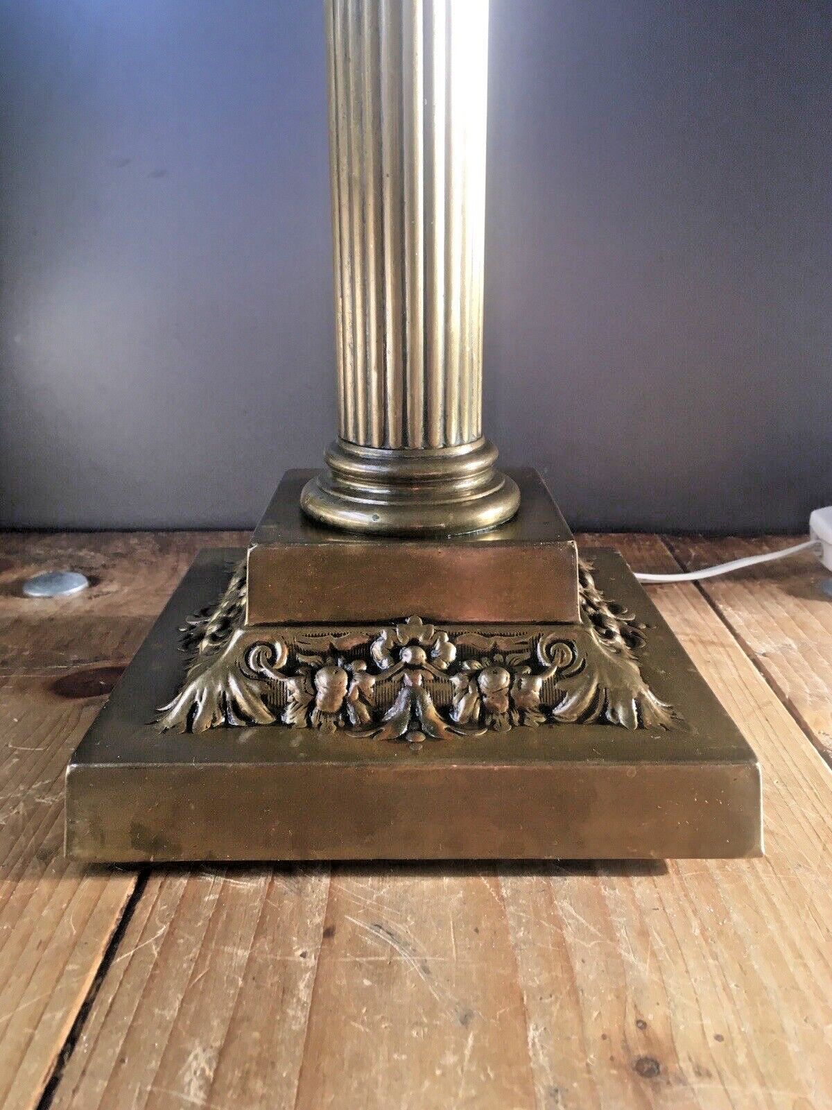 Antique 20s Large Corinthian Column Table Lamp Acanthus Leaf Grand Country House photo for sale