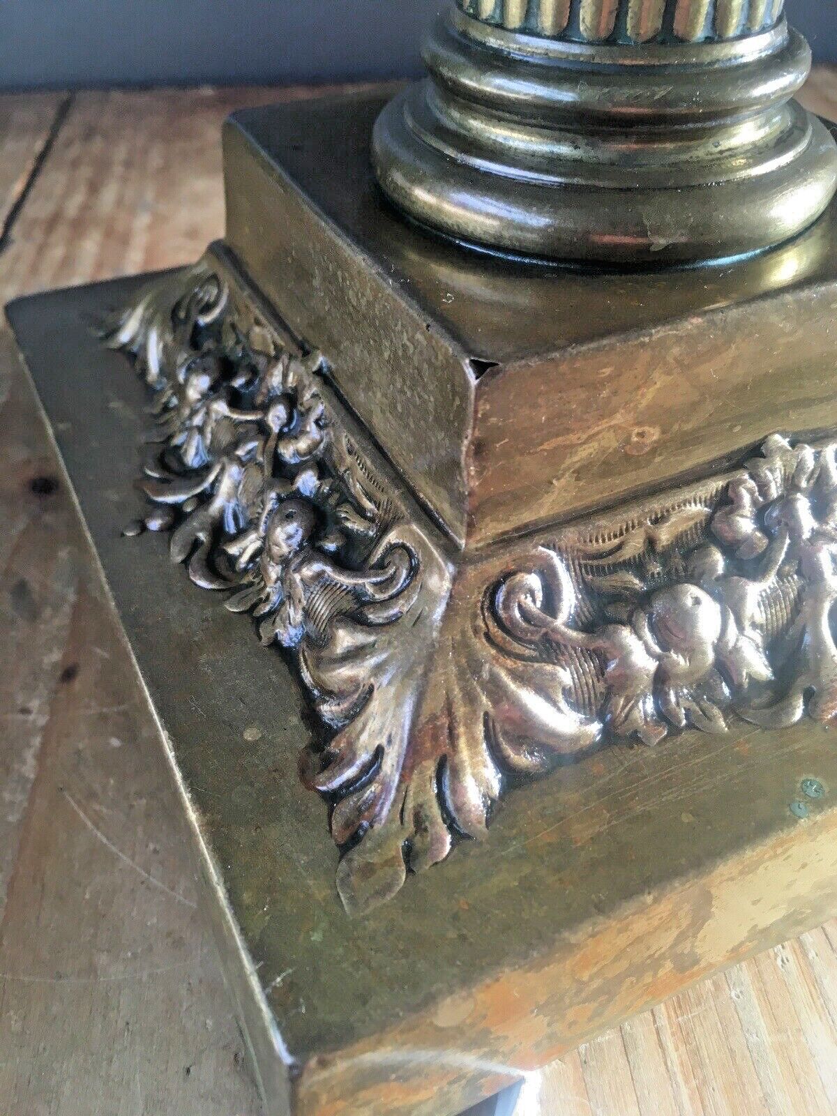 Antique 20s Large Corinthian Column Table Lamp Acanthus Leaf Grand Country House photo vintage
