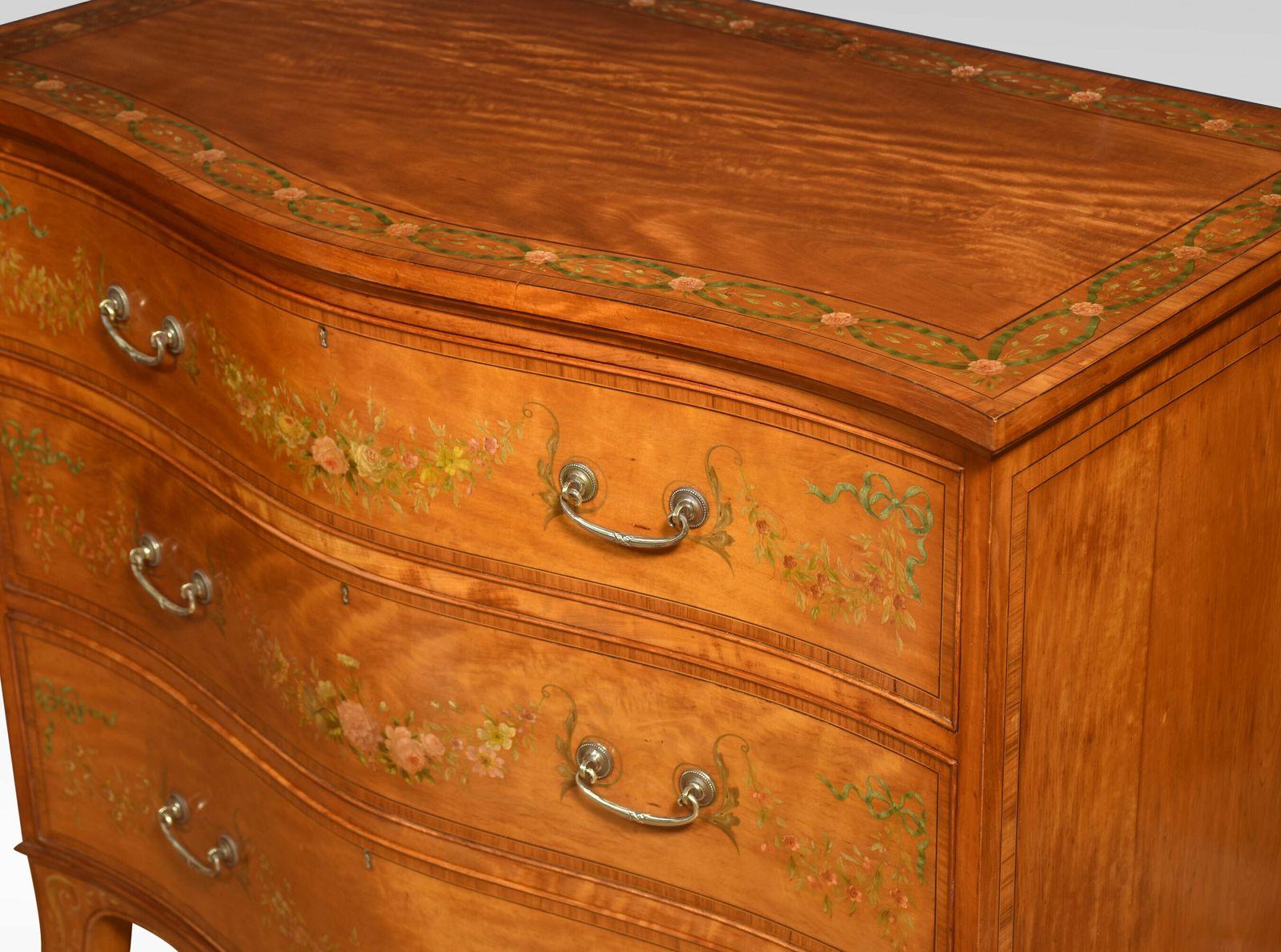 Painted Satinwood Serpentine Chest Of Drawers photo Furniture