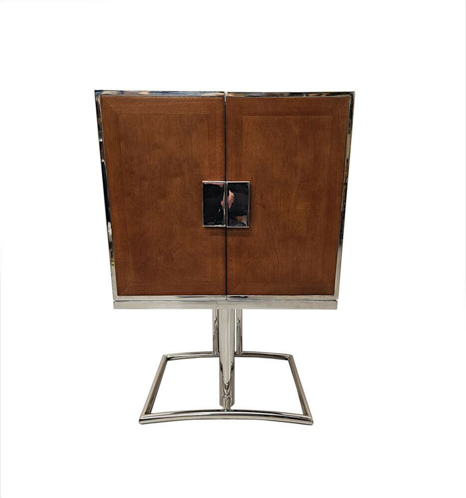 A Stunning Art Deco Design Cherrywood And Chrome Drinks Cabinet Or Bar