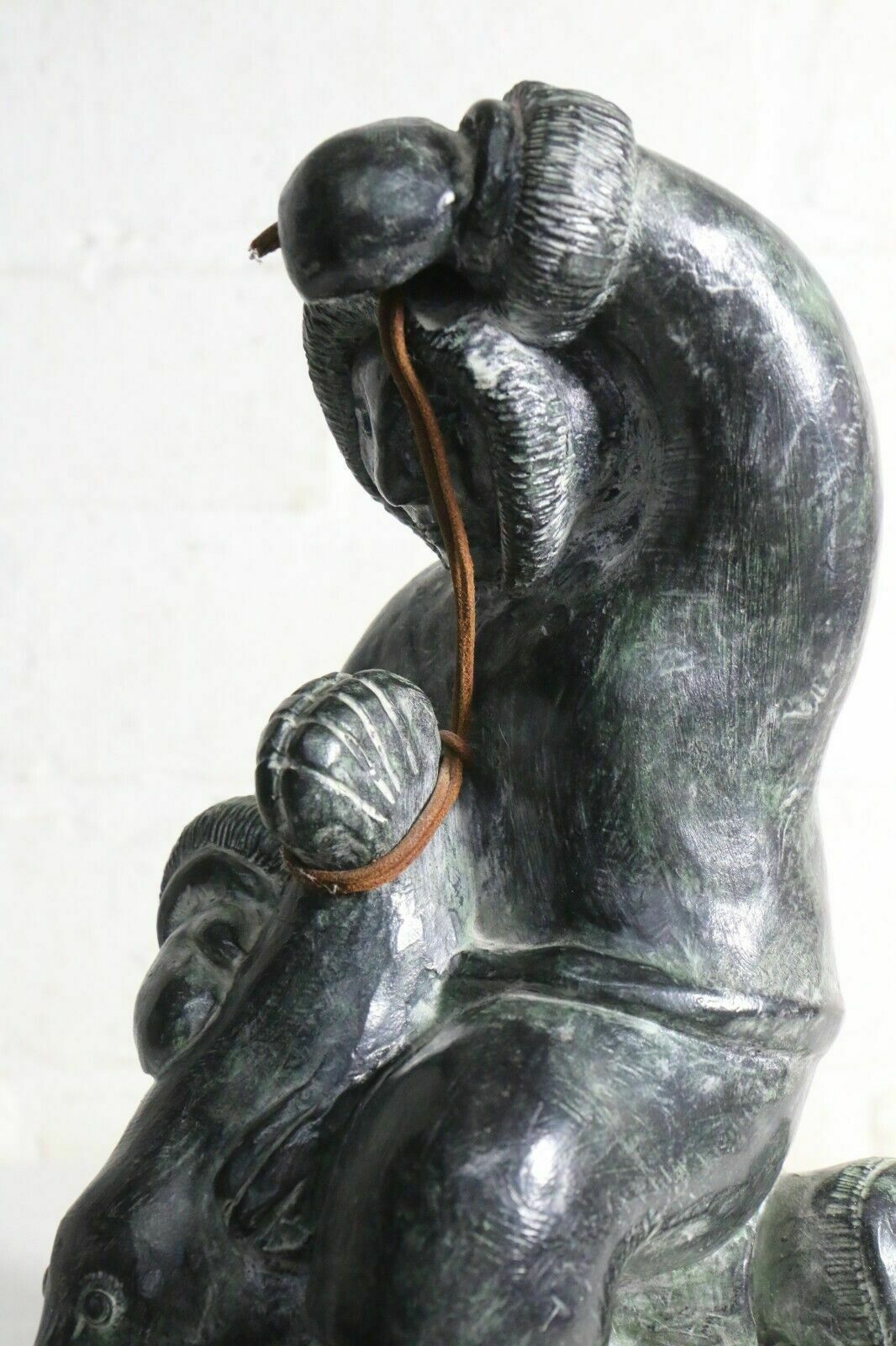Genuine Eskimo Inuit Wolf Original Folk Art Sculpture Stone Carving Seal Hunter photo buy