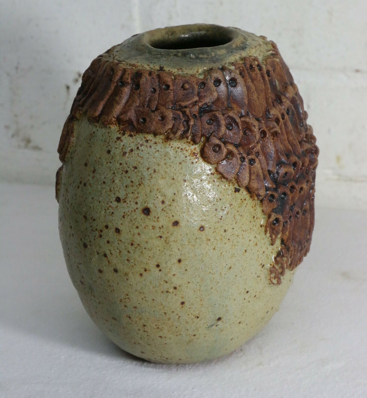 215.0 A Bernard Rooke Vintage Bulbous "Head" Vase 1970's British Studio Pottery photo