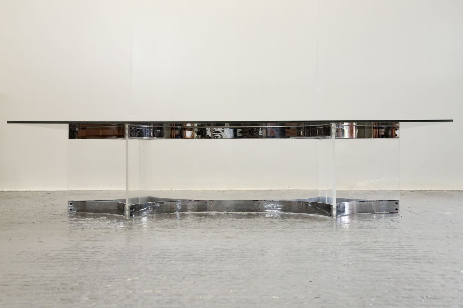 Alessandro Albrizzi, Fine Mid Century Chrome Plated Steel & Lucite Coffee Table photo buy