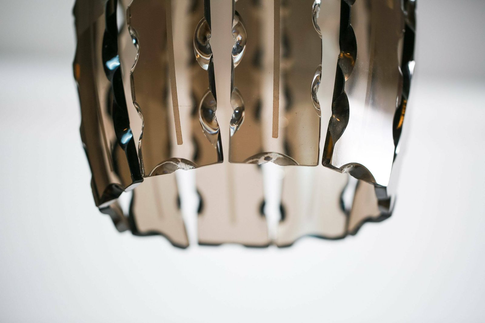 Vintage Veca Chandelier In Murano Glass/ Made In Italy 1970s / Mid Century Pendant Lamp / Antique Ceiling Lighting In Brown Glass photo Lighting