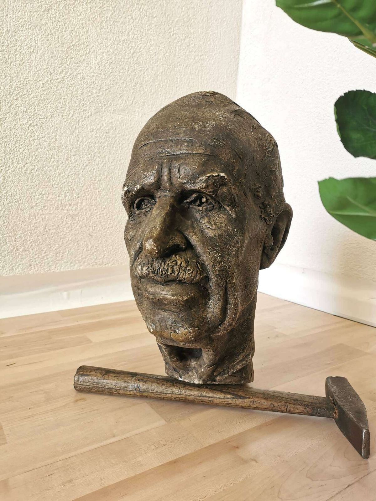Vintage Plaster Head Sculpture / Plaster Study Of A Head Of An Old Man From 1947/48 / Original Statue With Patina / Paperweight / Home Decor