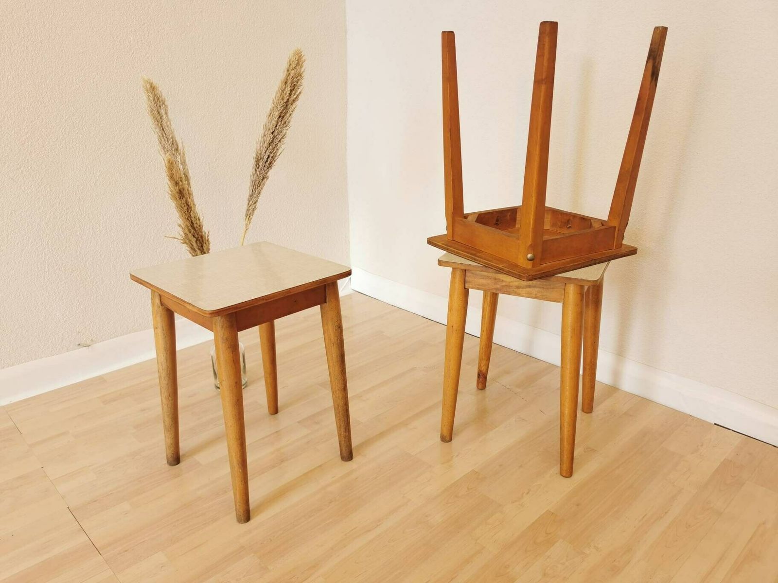 1 Of 3 Wooden Vintage Stool / Made In 1970s, Yugoslavia / Small Chair / Mid Century Coffee Table / Decorative Stool / Mcm Home Decor / photo for sale