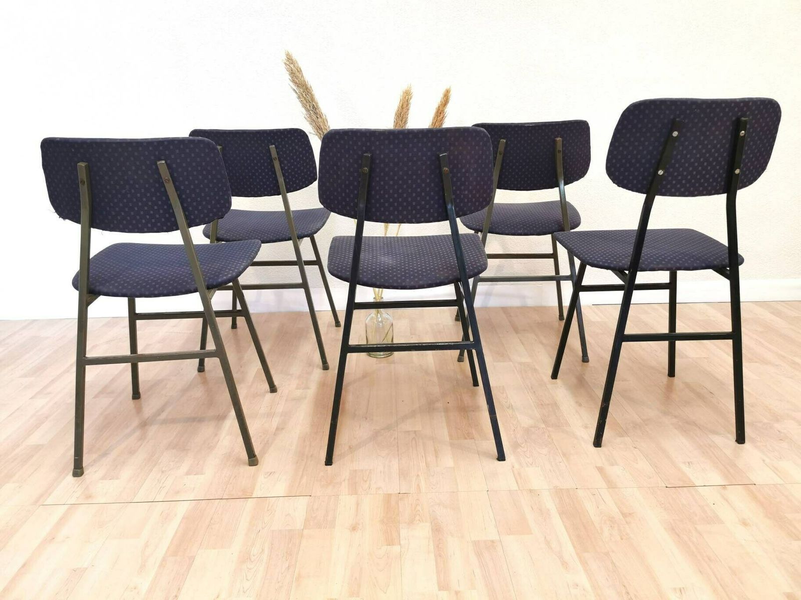photo for sale 1 Of 5 Vintage Upholstered School Chair By Stol Kamnik, Yugoslavia, 1970 / Retro Wooden Dining Chairs / Mid Century Metal Base Office