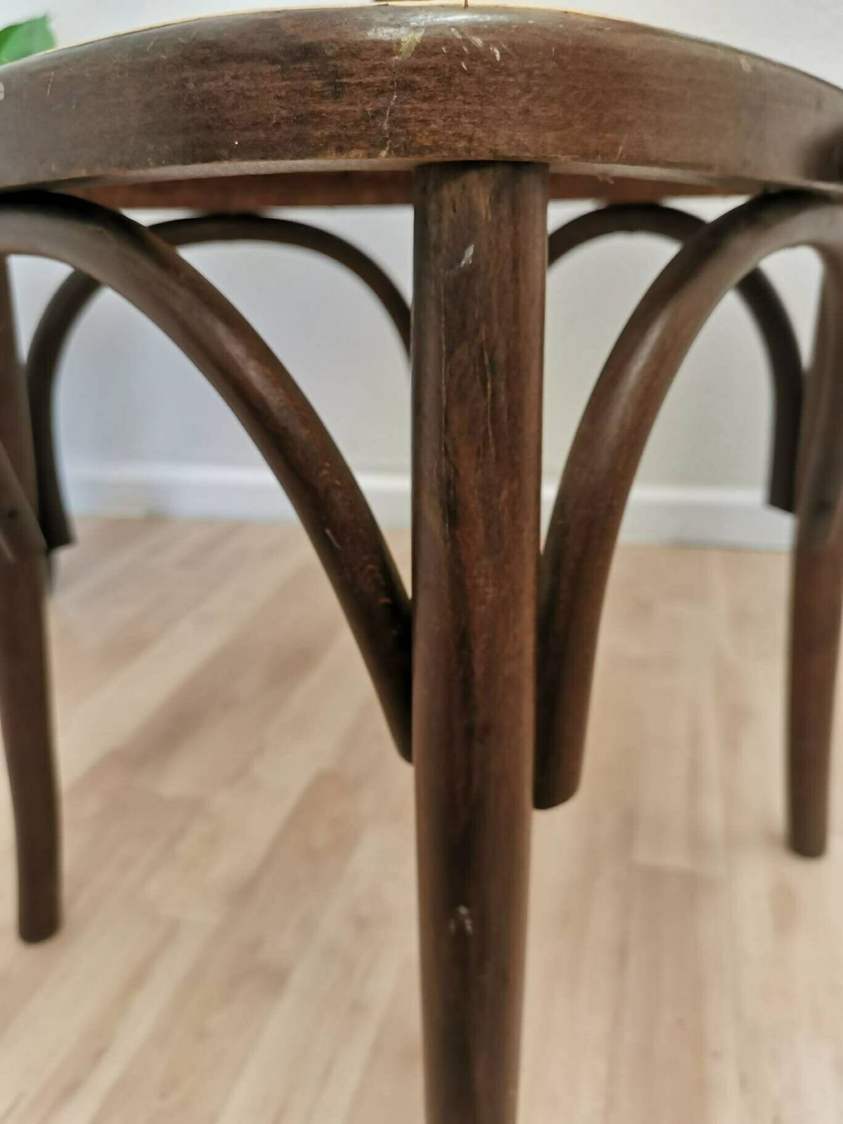 Vintage Wooden Dining Chair With Cane Seat In Thonet Sytle / Mid Century Dine Chair Made With Bentwood Technique / 1970s Interior Irish Pubi photo for sale