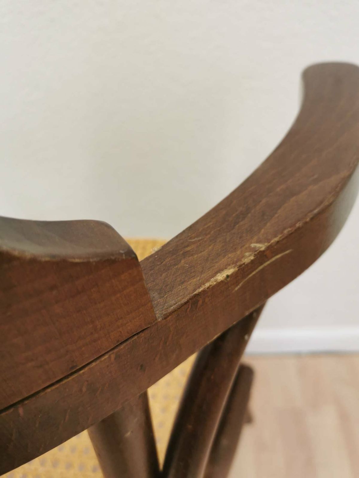 Vintage Wooden Dining Chair With Cane Seat In Thonet Sytle / Mid Century Dine Chair Made With Bentwood Technique / 1970s Interior Irish Pubi photo Furniture