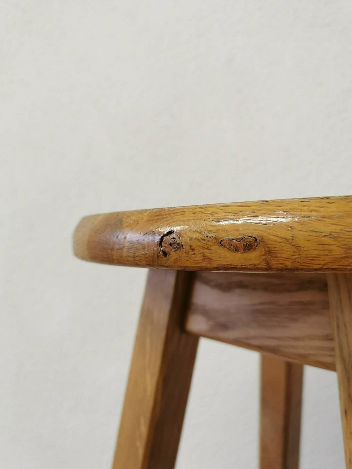 photo for sale 1 Of 1 Vintage Wooden Oak Bar Stools / Industrial High Chair For Kitchen Island / Made In Yugoslavia, 1980s / Minimalistic Japandi Bistro