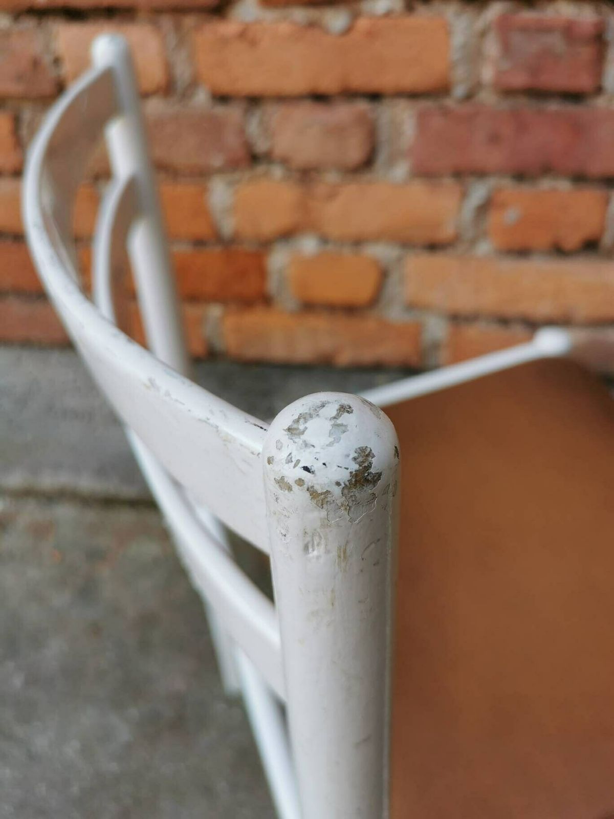 Vintage Wooden Dine Chair / White Wood With Brown Leather / Stol Kamnik / 1970s /70s / Dining Room / Mid Century Dine Chairs / Farmhouse photo vinterior
