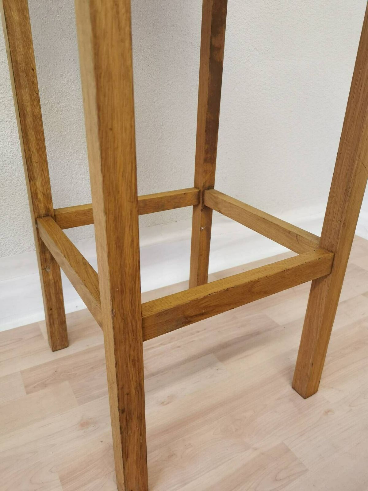 photo for sale Vintage Beech Wood Bar Stool / Kitchen Island Minimalistic Square Chair / 1980s, Yugoslavia / Japandi Interior / Bar Pub Counter Stool