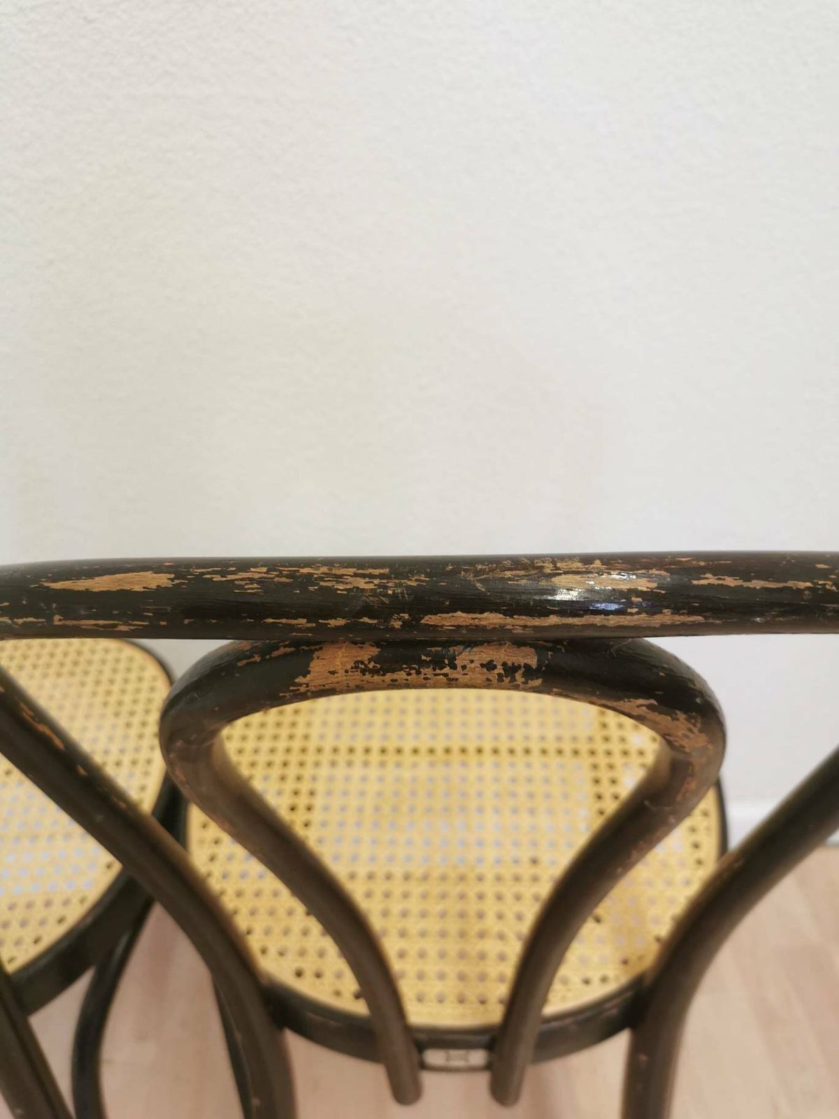Set Of 2 Thonet Bentwood Style Chairs / Original Stol Kamnik / / Vintage / Dining Chair / Black Wood /Wicker Seat photo 530.0