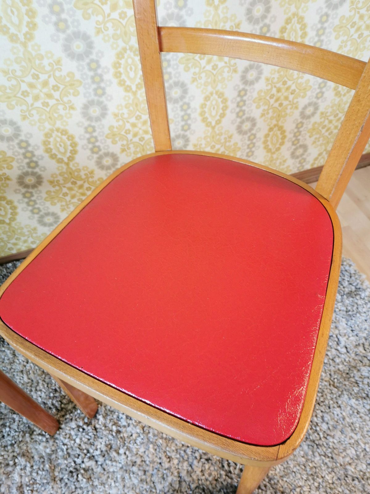 photo furniture Set Of 2 Vintage Wooden Chairs Made In Yugoslavia 1960s By Stol Kamnik Factory / Mid Century Dining Chairs / Red Leather Seats / Solid