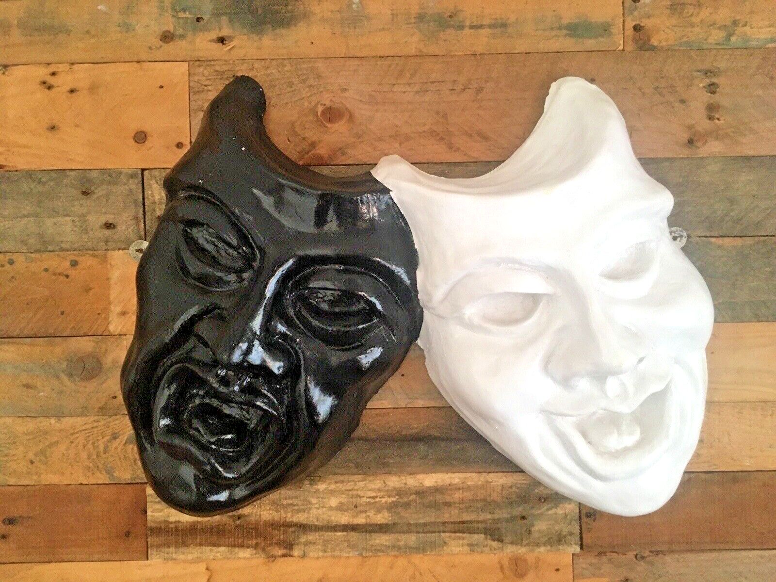 Large Heavy Plaster Theatre Comedy Tragedy Masks Sculpture Wall Sign Display photo buy
