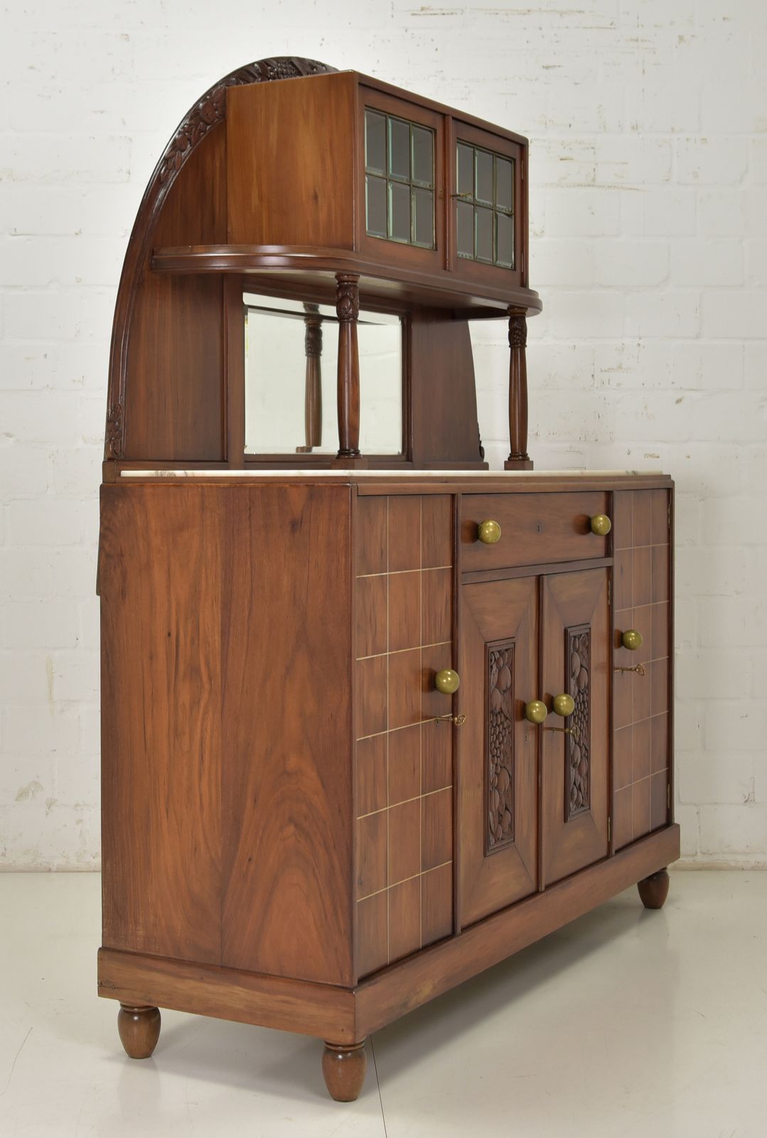 Furniture Antique! Buffet Cabinet Restored Art Deco Around 1920 Walnut Portugal Provenance photo