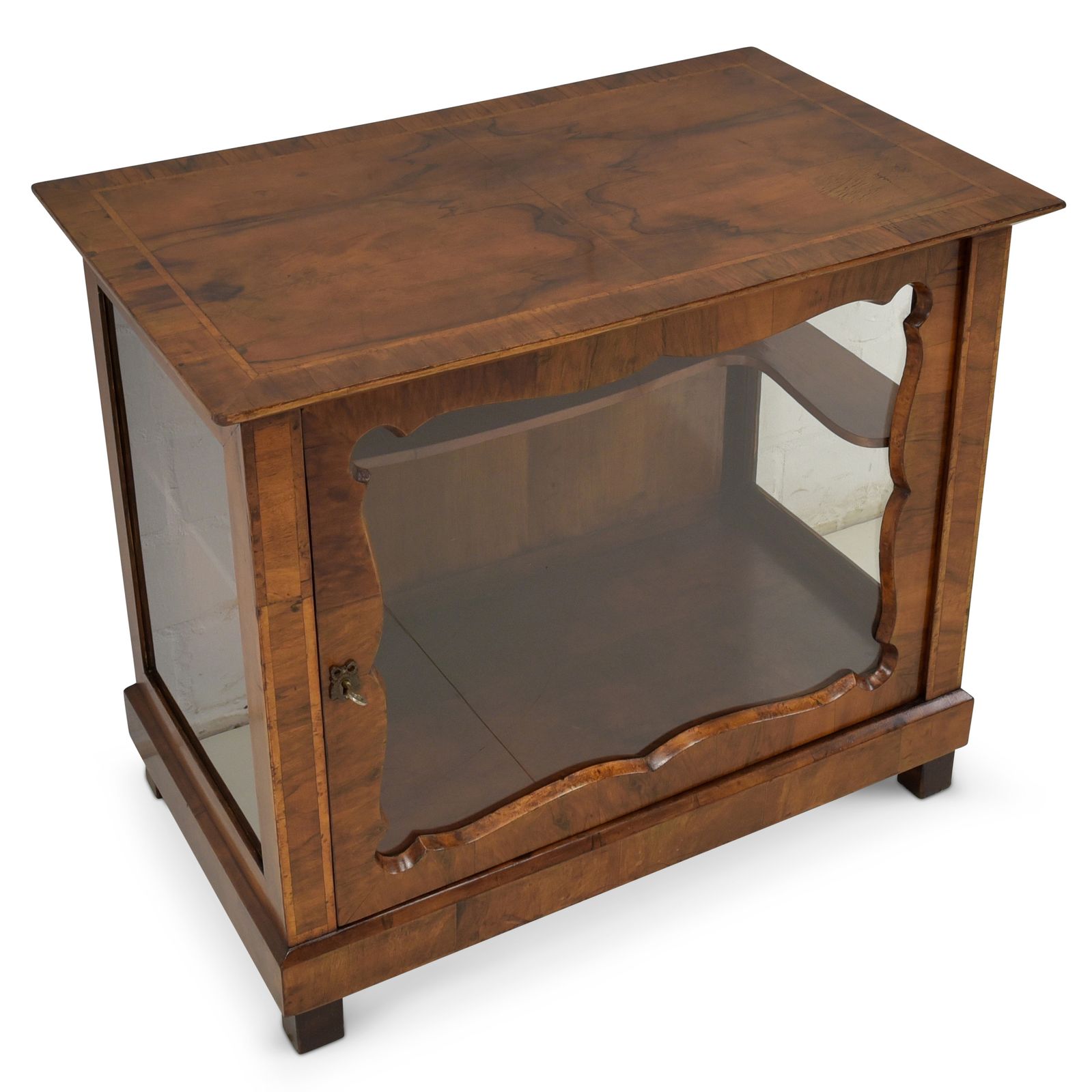 Antique! Small Showcase Restored Biedermeier Louis Philippe Around 1860 Walnut