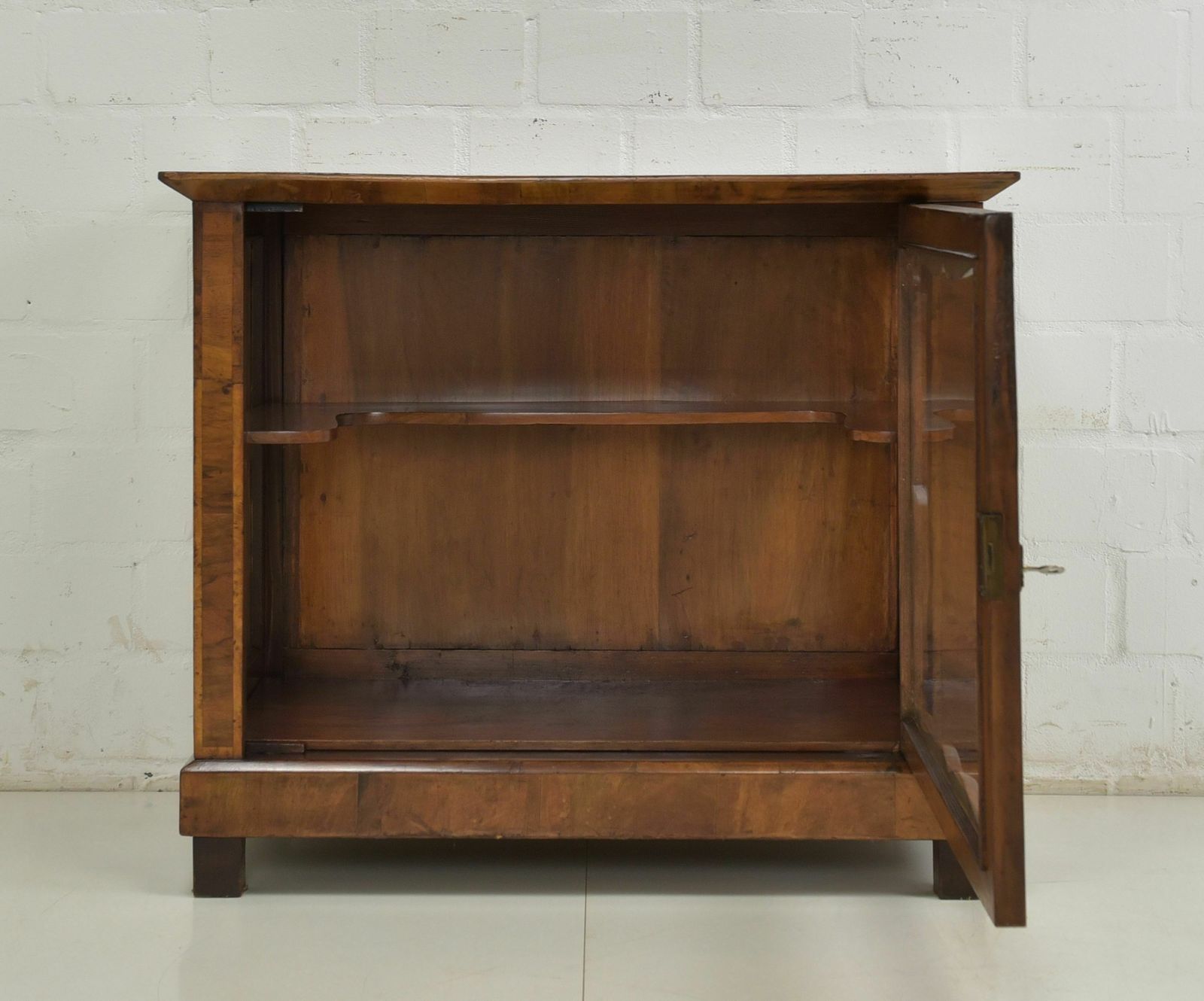Antique! Small Showcase Restored Biedermeier Louis Philippe Around 1860 Walnut photo for sale