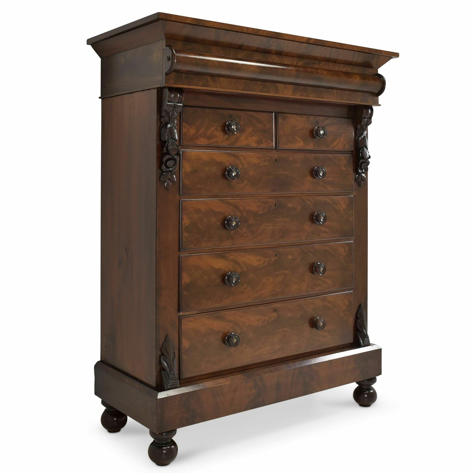 Antique! Drawer Chest Restored Mahogany Around 1870 Vertiko Tall Chest Of Drawers