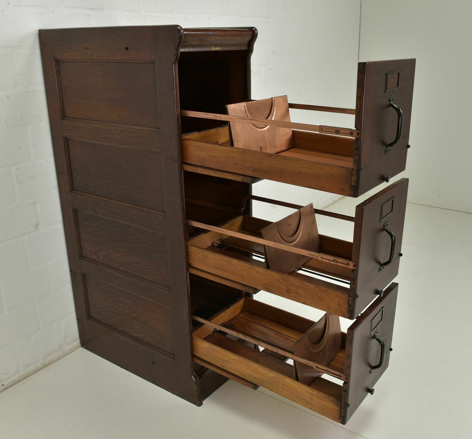 Antique! Index Cabinet Restored Globe Wernicke Around 1930 Oak Drawer Cabinet photo for sale