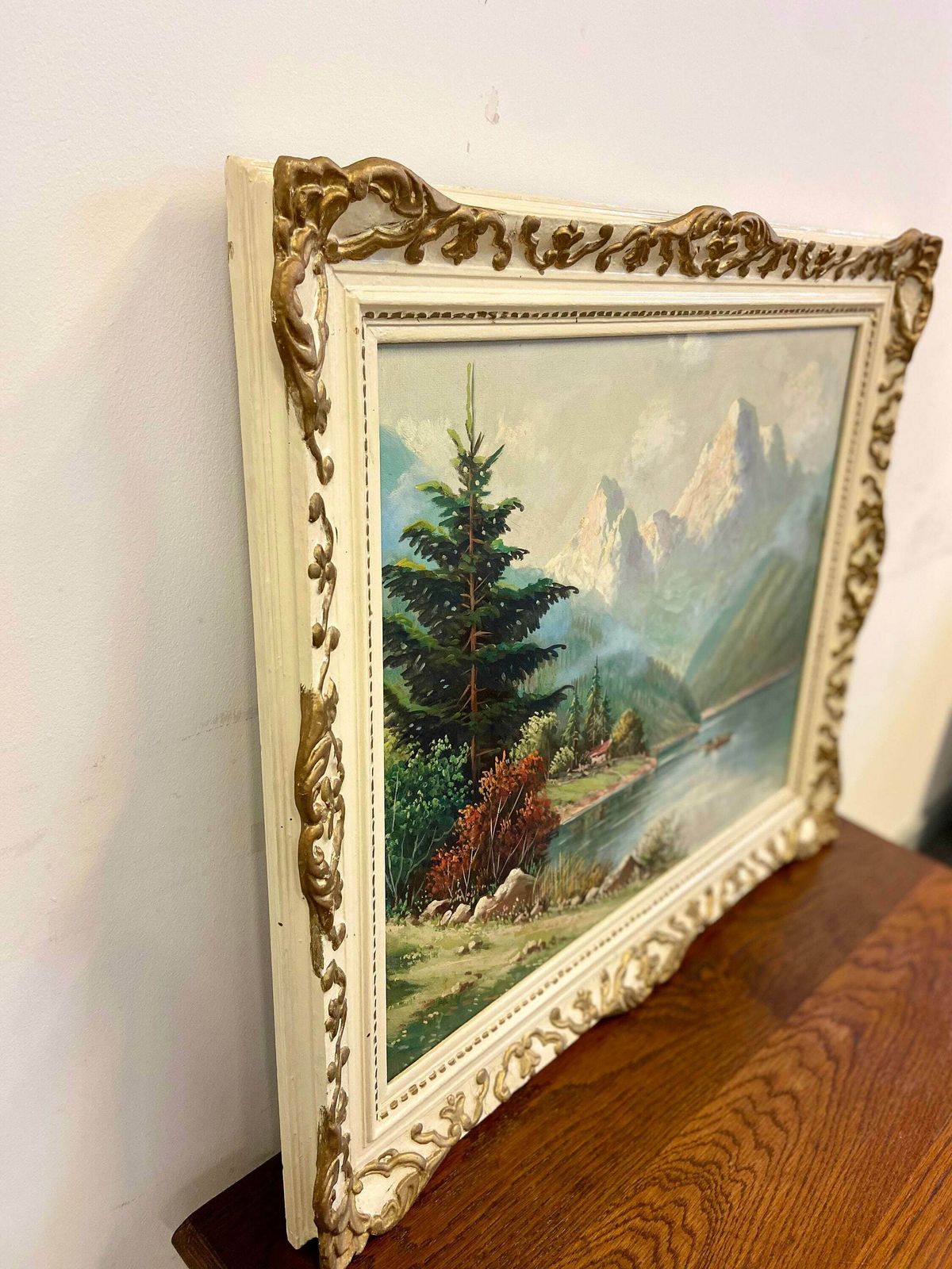 Vintage Large Oil On Canvas / Summerly High Mountain / Signed Framed C1930 photo Art