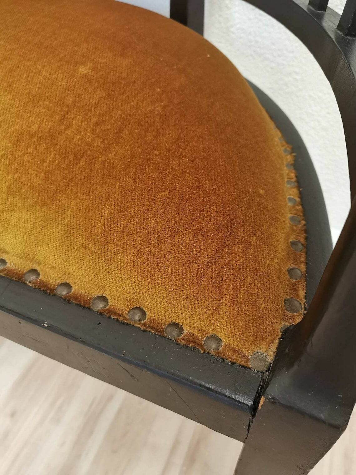 Art Nouveau Wooden Bench With Springs / 1950s / 50s / Vintage Chair Cushioned / Metal Snaps / Bentwood Technique / Art Deco / Secession photo buy