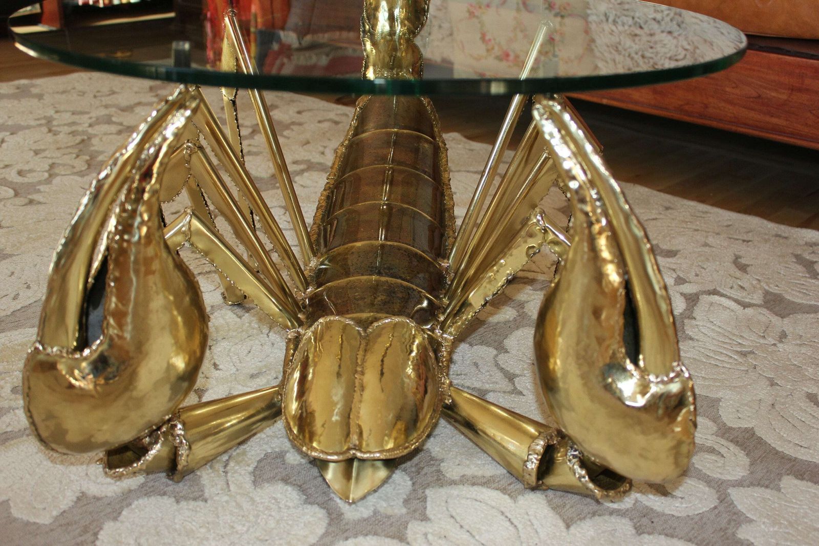 Rare Illuminated Brass Scorpion Coffee Table By Jacques Duval Brasseur photo buy