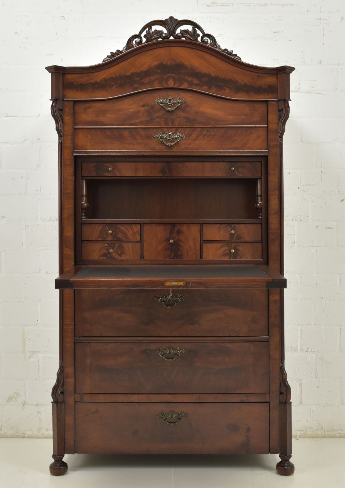 Antique! Secretary Restored Louis Philippe / Late Biedermeier Around 1880 Mahogany Cabinet Secretary photo for sale