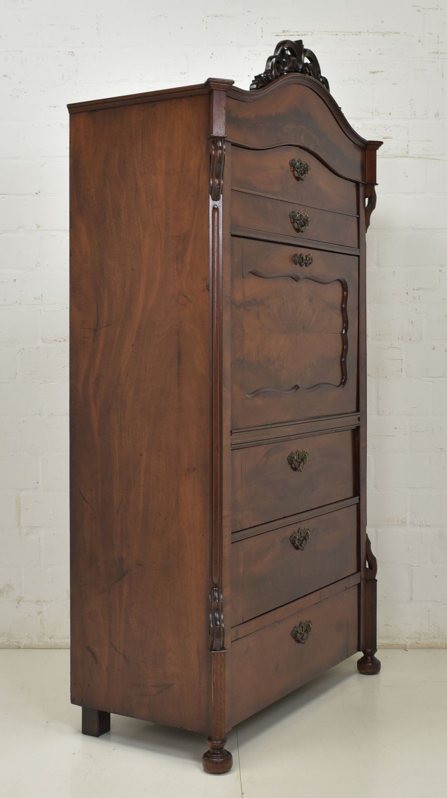 Furniture Antique! Secretary Restored Louis Philippe / Late Biedermeier Around 1880 Mahogany Cabinet Secretary photo