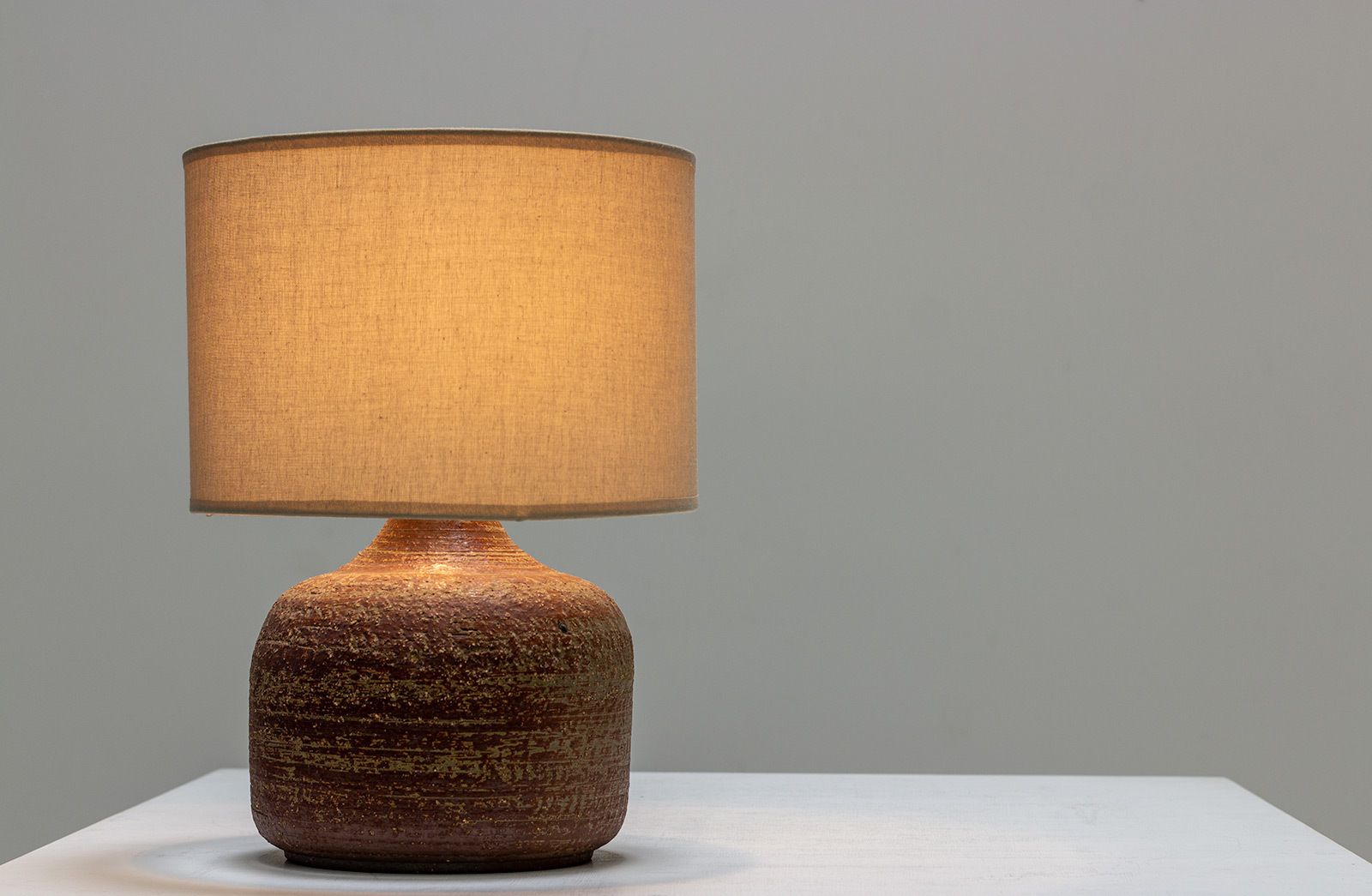 Jacques Pouchain Modernist Hand Thrown And Oxidation Firing Table Lamp, Circa 1965