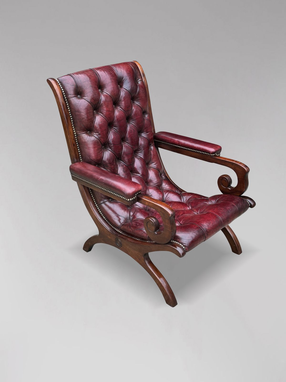 Quality Burgundy Red Leather Chesterfield Slipper Armchair photo 2640.0