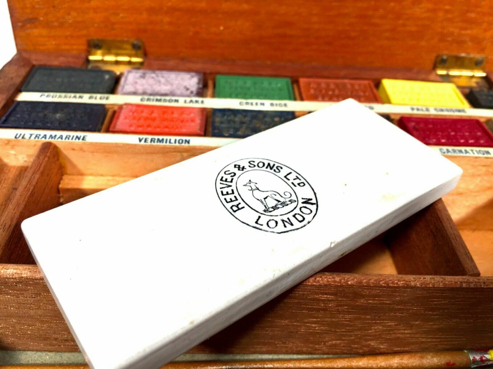 Antique Victorian Mahogany Artists Box By Reeves & Son With Block Paints C.1890 photo buy