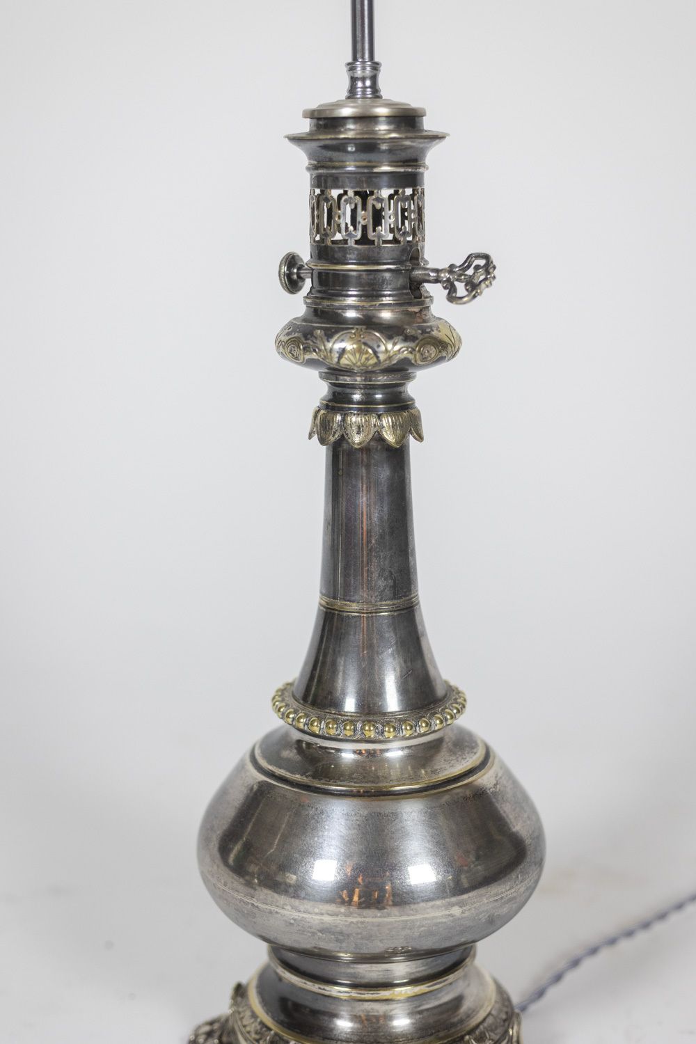 Pairs Of Lamps In Metal And Silvered Bronze. Circa 1880. photo vinterior