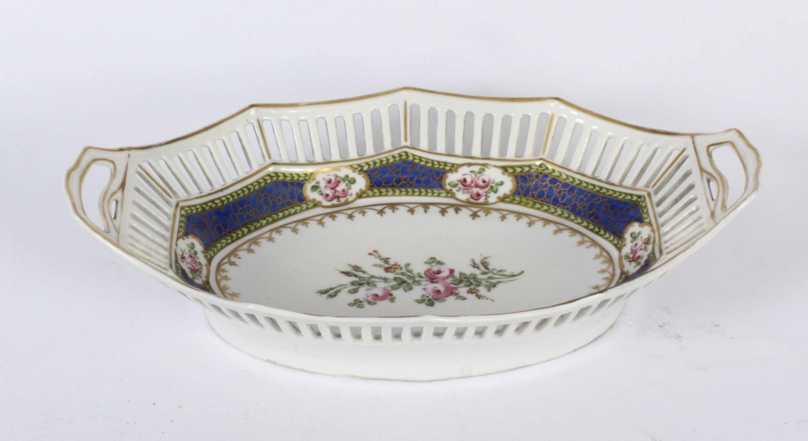 450.0 Antique French Sevres Oval Porcelain Dish Late 19th Century photo