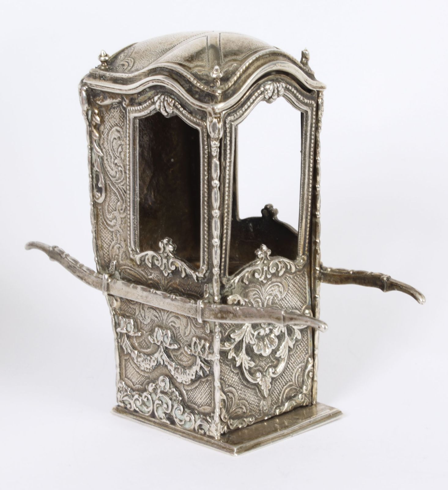 Antique French Silver Miniature Sedan Chair 19th C