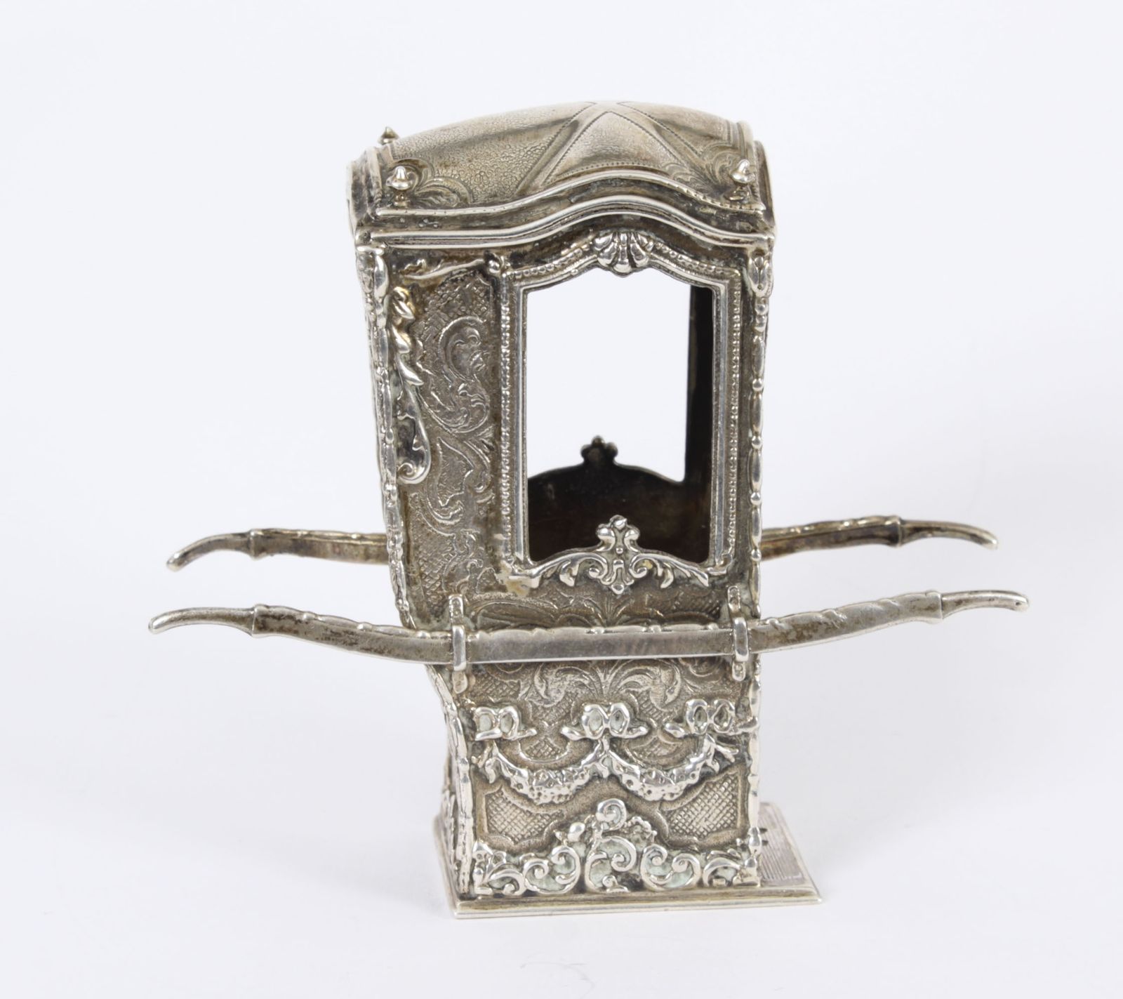 Antique French Silver Miniature Sedan Chair 19th C photo Home Decor
