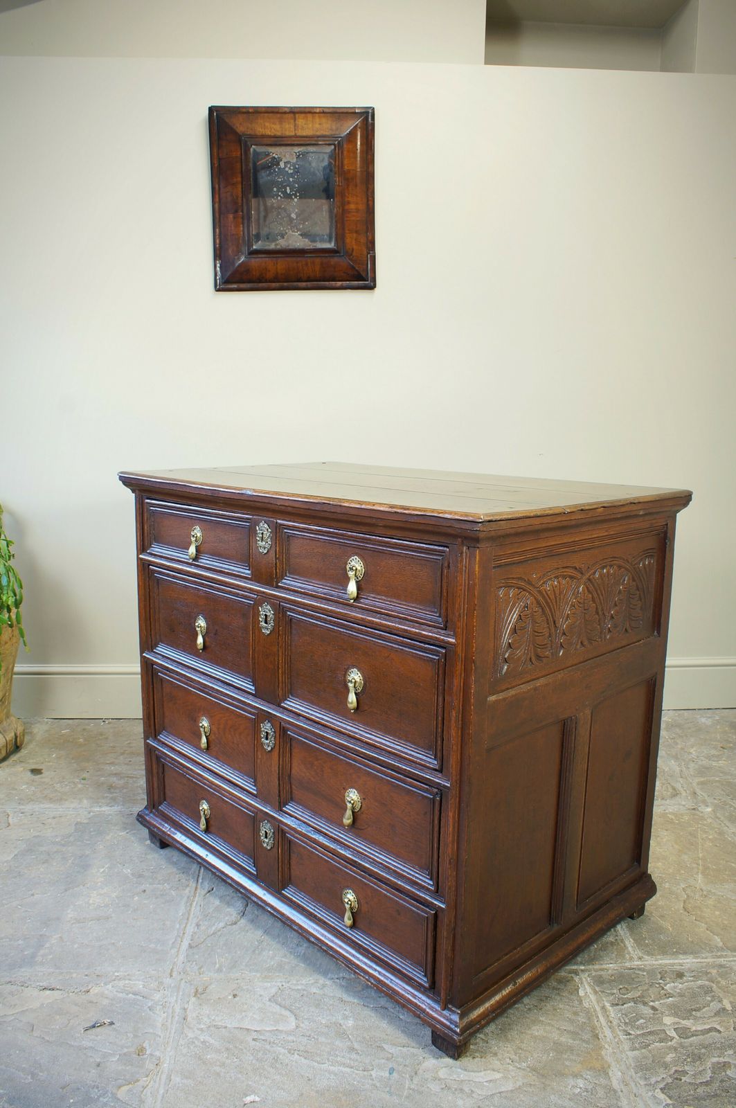 photo furniture 17th Century Moulded Oak Chest Of Drawers.