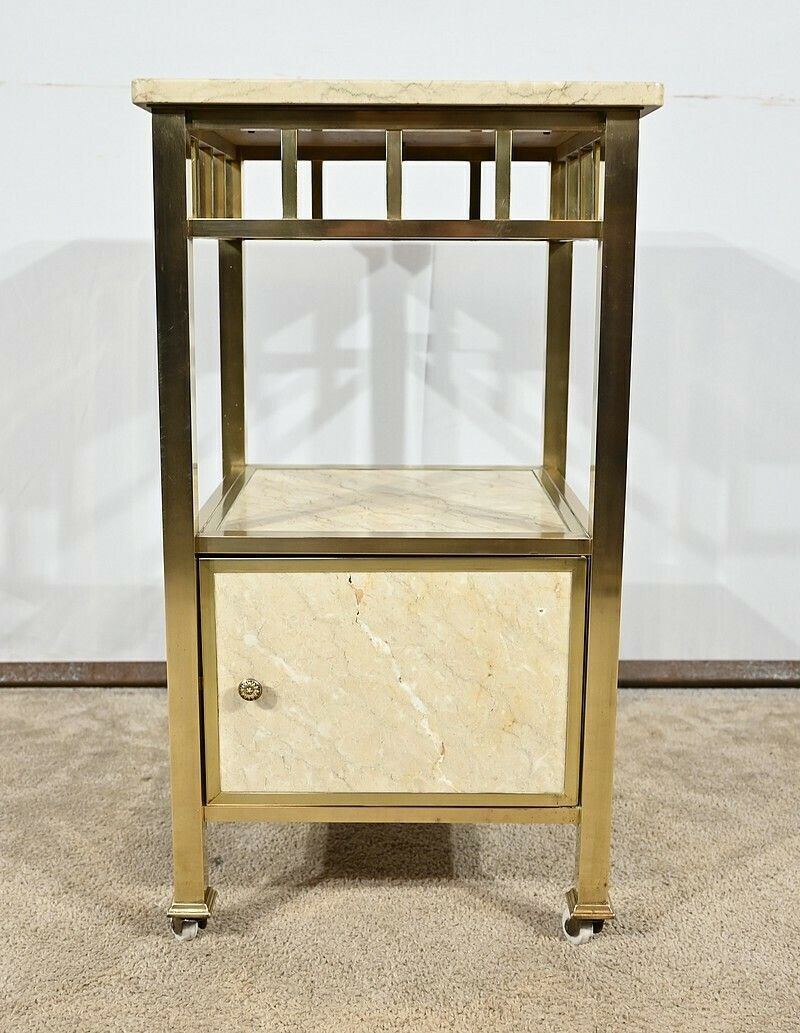 Small Bedside Cabinet In Marble And Brass – Early 20th Century photo 1428.70967722