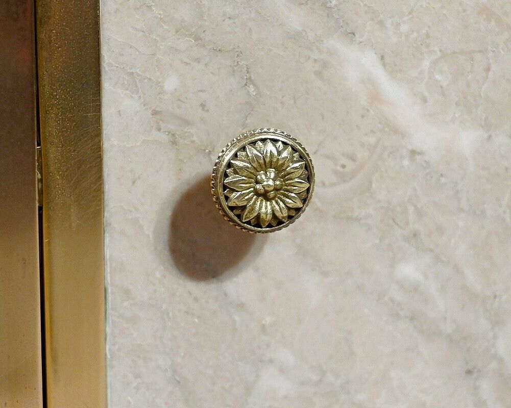 photo furniture Small Bedside Cabinet In Marble And Brass – Early 20th Century