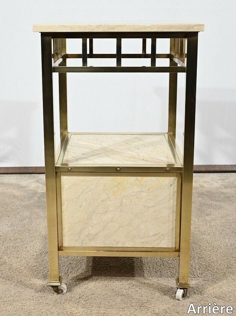 photo buy Small Bedside Cabinet In Marble And Brass – Early 20th Century