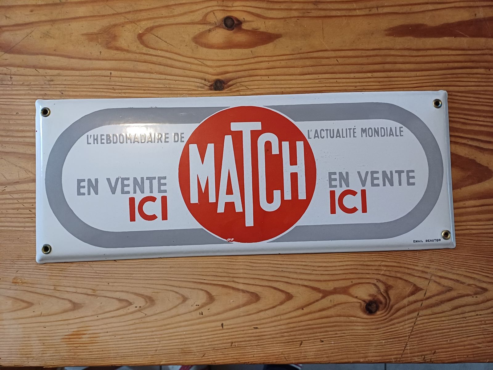 Enameled Plate Paris Match Beautor Enamel 1960s photo vintage