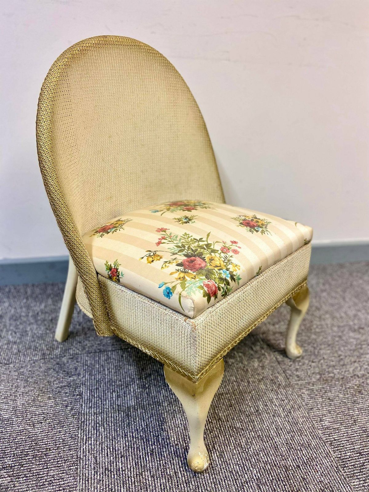 Vintage Small Lloyd Loom Boudoir Chair / Made In England 1950s photo vinterior