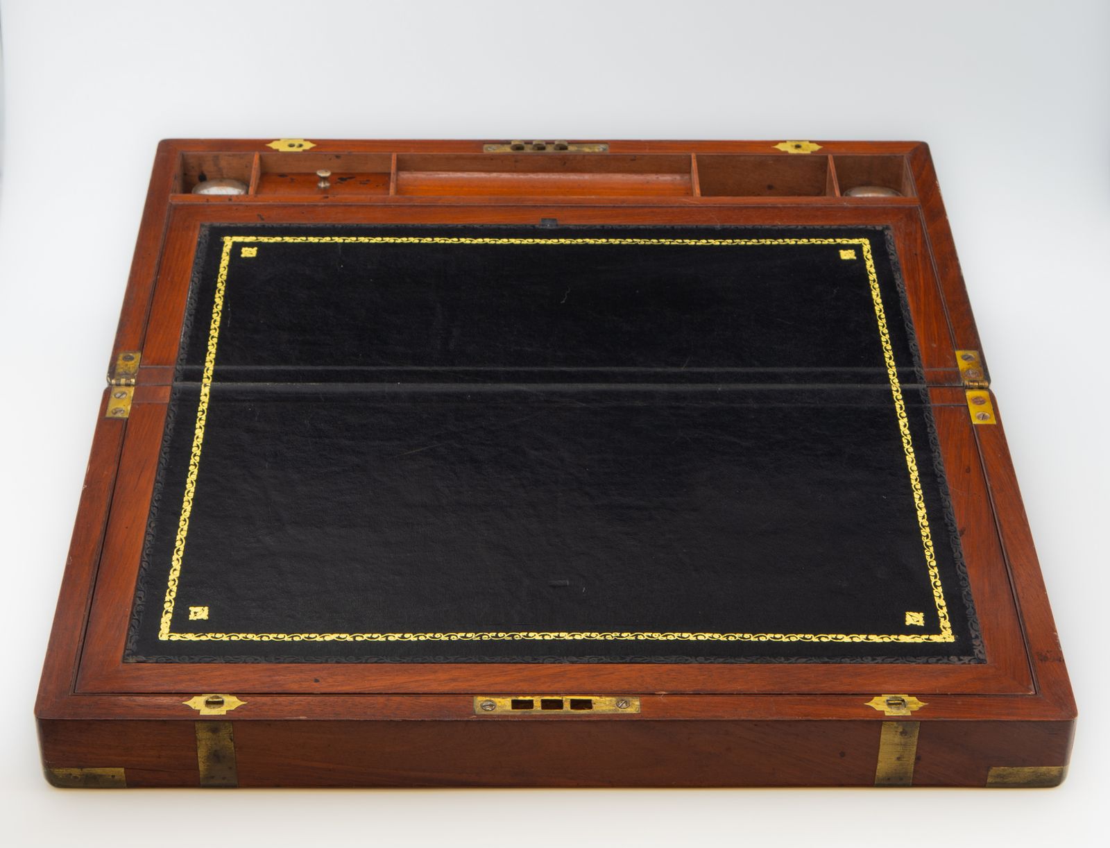 19th Century Large Flame Mahogany Brass Bound Writing Slope photo for sale