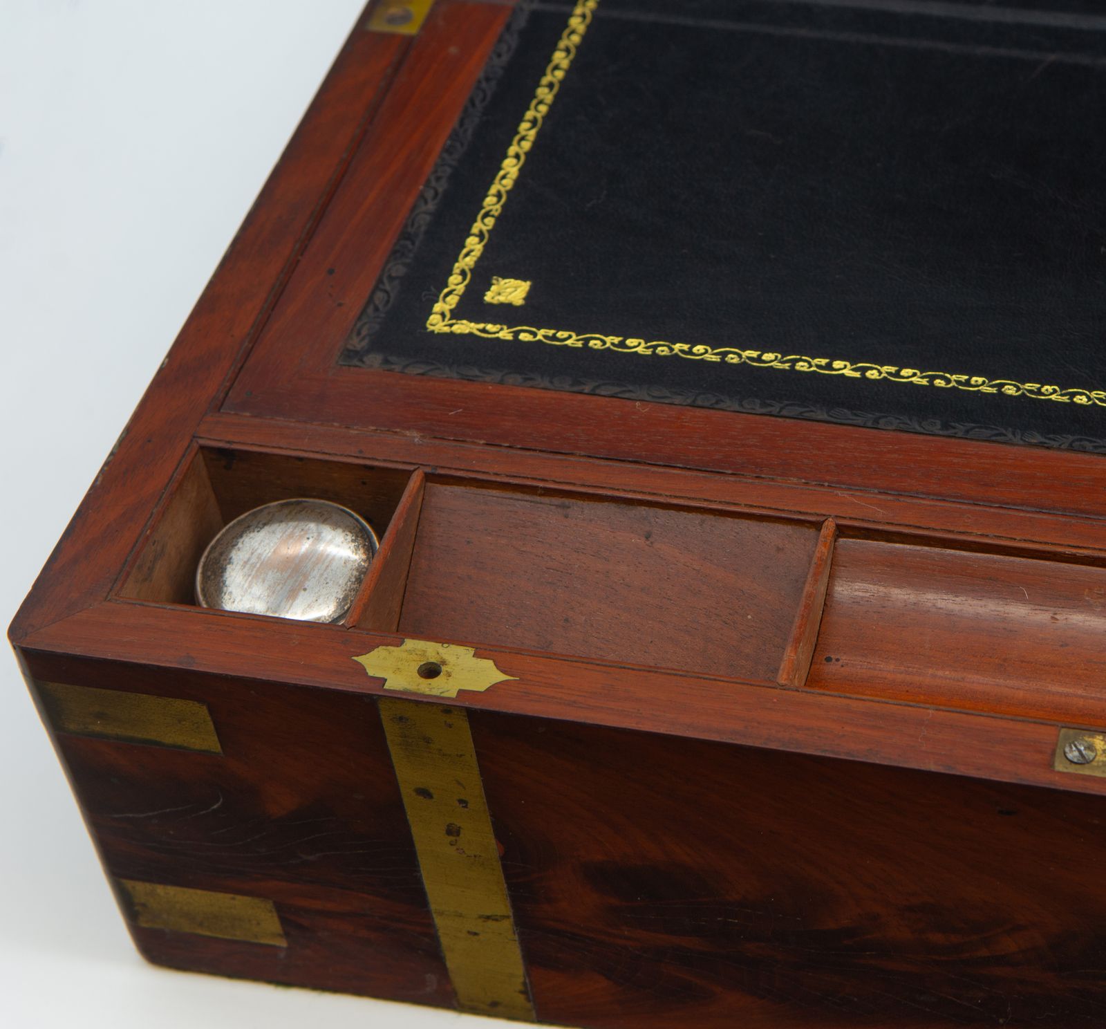 19th Century Large Flame Mahogany Brass Bound Writing Slope photo buy