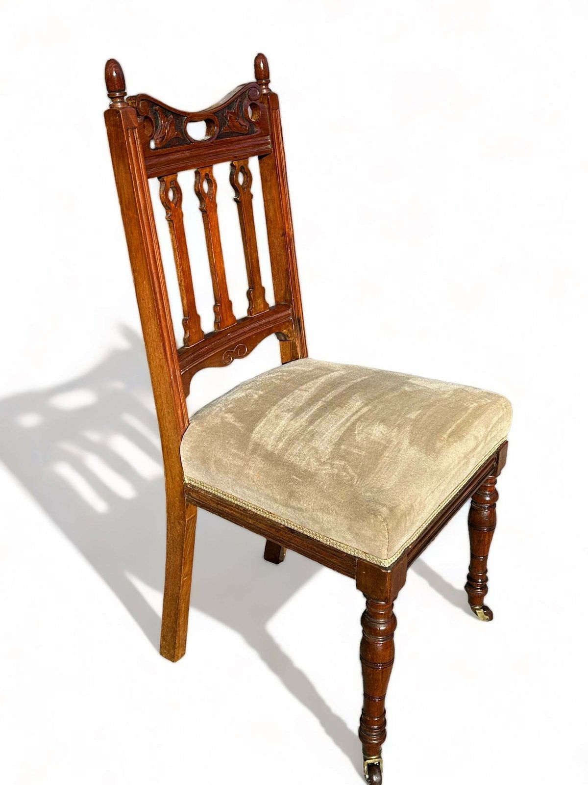 Furniture Rare Pair Of Antique Hand Carved Walnut “Jas Shoolbred” Armchairs As Featured In The 1881 Furniture Gazette & Featured At The Powerhouse photo
